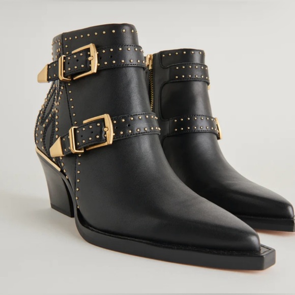 Dolce Vita Shoes - Dolce Vita Ronnie Black Leather Ankle Boots | Gold Studs | 6.5 | NIB 🌟Rare🌟